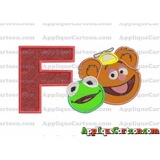Kermit and Fozzie Muppet Baby Heads 02 Applique Embroidery Design With Alphabet F