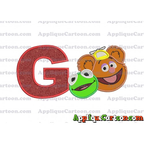 Kermit and Fozzie Muppet Baby Heads 02 Applique Embroidery Design With Alphabet G