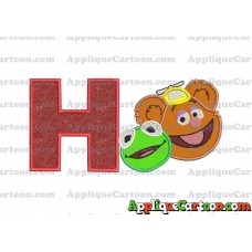 Kermit and Fozzie Muppet Baby Heads 02 Applique Embroidery Design With Alphabet H