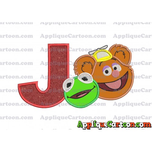 Kermit and Fozzie Muppet Baby Heads 02 Applique Embroidery Design With Alphabet J