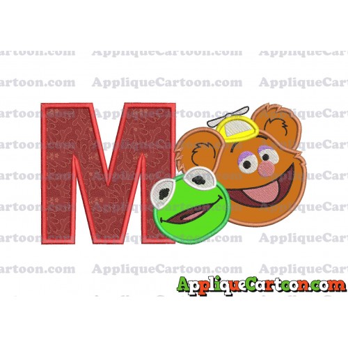 Kermit and Fozzie Muppet Baby Heads 02 Applique Embroidery Design With Alphabet M