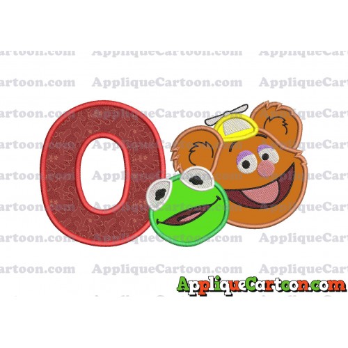 Kermit and Fozzie Muppet Baby Heads 02 Applique Embroidery Design With Alphabet O