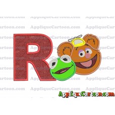 Kermit and Fozzie Muppet Baby Heads 02 Applique Embroidery Design With Alphabet R