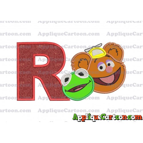 Kermit and Fozzie Muppet Baby Heads 02 Applique Embroidery Design With Alphabet R