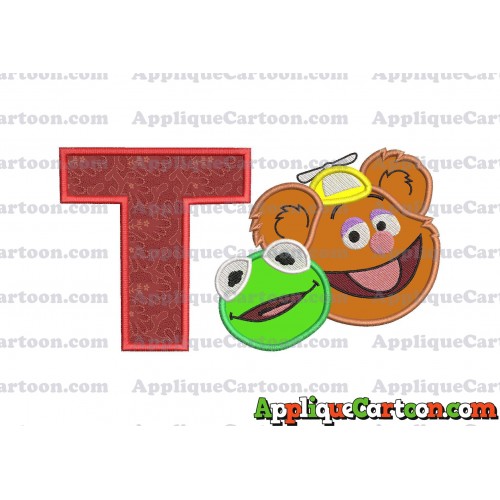 Kermit and Fozzie Muppet Baby Heads 02 Applique Embroidery Design With Alphabet T