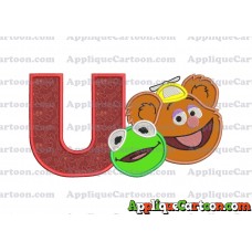 Kermit and Fozzie Muppet Baby Heads 02 Applique Embroidery Design With Alphabet U