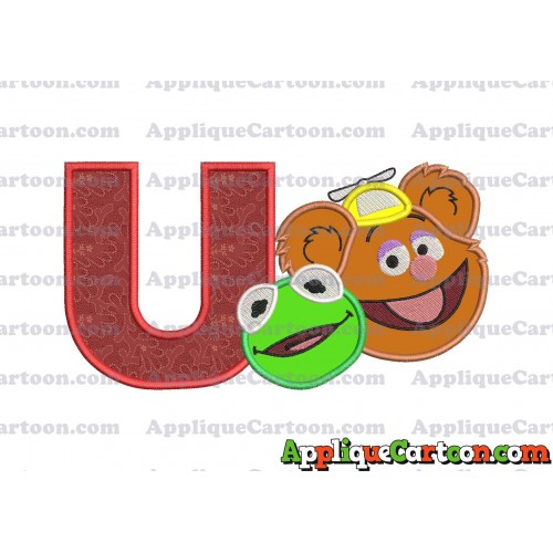Kermit and Fozzie Muppet Baby Heads 02 Applique Embroidery Design With Alphabet U