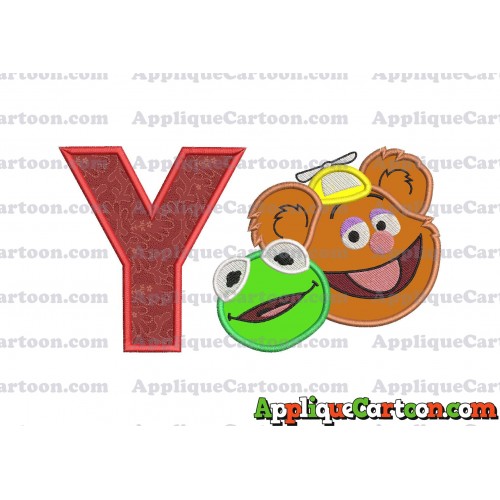 Kermit and Fozzie Muppet Baby Heads 02 Applique Embroidery Design With Alphabet Y