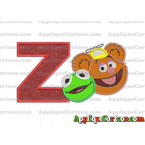 Kermit and Fozzie Muppet Baby Heads 02 Applique Embroidery Design With Alphabet Z