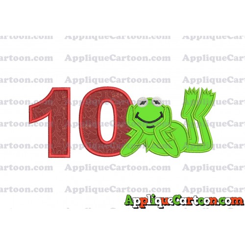 Kermit the Frog Sesame Street Applique Embroidery Design Birthday Number 10