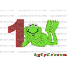 Kermit the Frog Sesame Street Applique Embroidery Design Birthday Number 1