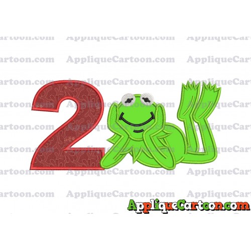Kermit the Frog Sesame Street Applique Embroidery Design Birthday Number 2