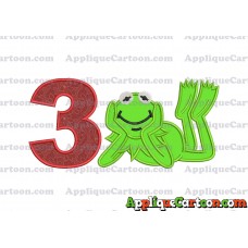 Kermit the Frog Sesame Street Applique Embroidery Design Birthday Number 3
