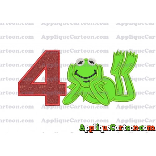 Kermit the Frog Sesame Street Applique Embroidery Design Birthday Number 4