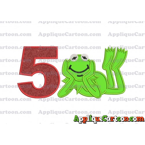 Kermit the Frog Sesame Street Applique Embroidery Design Birthday Number 5