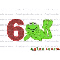 Kermit the Frog Sesame Street Applique Embroidery Design Birthday Number 6