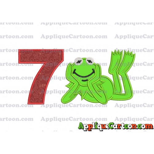 Kermit the Frog Sesame Street Applique Embroidery Design Birthday Number 7