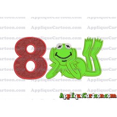 Kermit the Frog Sesame Street Applique Embroidery Design Birthday Number 8