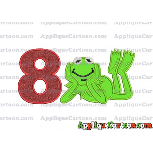 Kermit the Frog Sesame Street Applique Embroidery Design Birthday Number 8