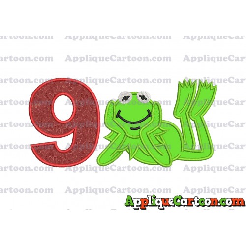 Kermit the Frog Sesame Street Applique Embroidery Design Birthday Number 9