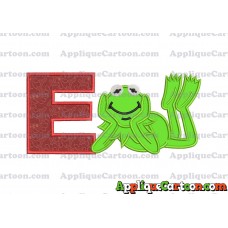 Kermit the Frog Sesame Street Applique Embroidery Design With Alphabet E