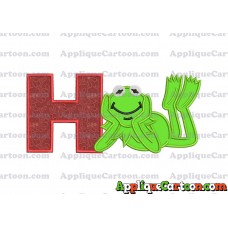 Kermit the Frog Sesame Street Applique Embroidery Design With Alphabet H