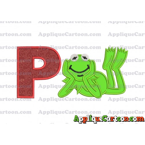 Kermit the Frog Sesame Street Applique Embroidery Design With Alphabet P