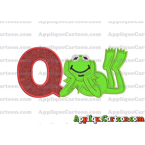 Kermit the Frog Sesame Street Applique Embroidery Design With Alphabet Q
