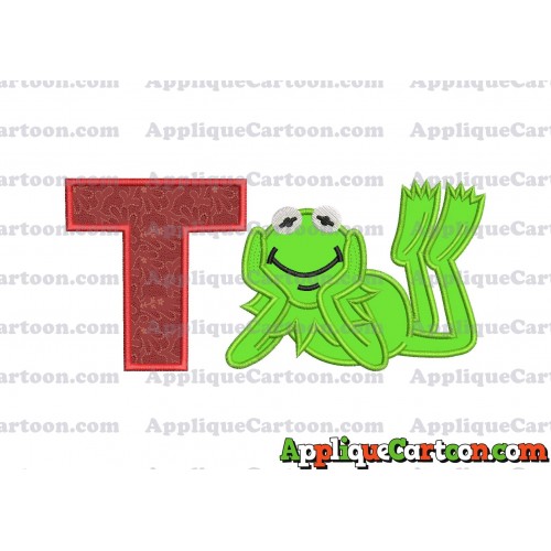 Kermit the Frog Sesame Street Applique Embroidery Design With Alphabet T