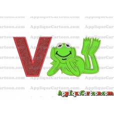 Kermit the Frog Sesame Street Applique Embroidery Design With Alphabet V