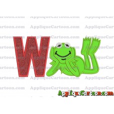 Kermit the Frog Sesame Street Applique Embroidery Design With Alphabet W