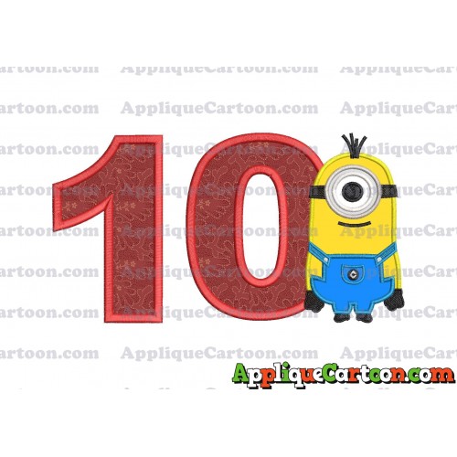 Kevin Despicable Me Applique Embroidery Design Birthday Number 10