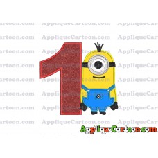 Kevin Despicable Me Applique Embroidery Design Birthday Number 1
