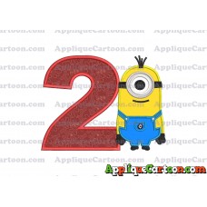 Kevin Despicable Me Applique Embroidery Design Birthday Number 2