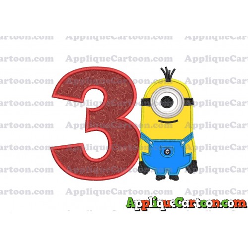 Kevin Despicable Me Applique Embroidery Design Birthday Number 3