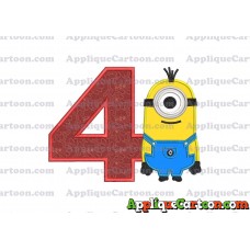 Kevin Despicable Me Applique Embroidery Design Birthday Number 4
