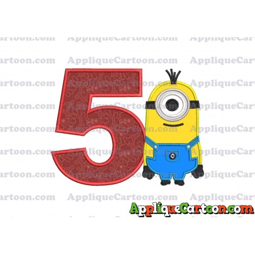Kevin Despicable Me Applique Embroidery Design Birthday Number 5