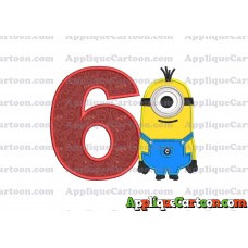 Kevin Despicable Me Applique Embroidery Design Birthday Number 6