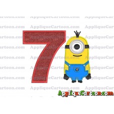 Kevin Despicable Me Applique Embroidery Design Birthday Number 7