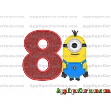 Kevin Despicable Me Applique Embroidery Design Birthday Number 8