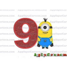 Kevin Despicable Me Applique Embroidery Design Birthday Number 9