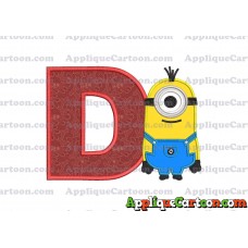 Kevin Despicable Me Applique Embroidery Design With Alphabet D
