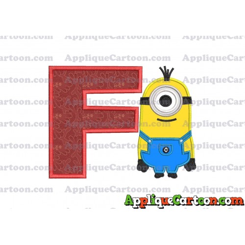 Kevin Despicable Me Applique Embroidery Design With Alphabet F