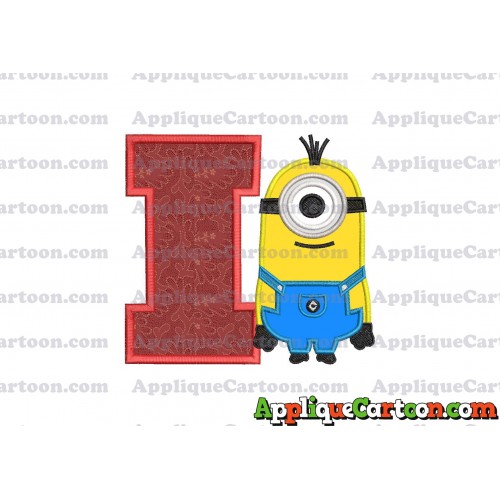 Kevin Despicable Me Applique Embroidery Design With Alphabet I