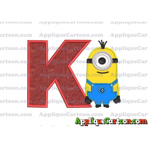 Kevin Despicable Me Applique Embroidery Design With Alphabet K