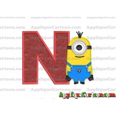 Kevin Despicable Me Applique Embroidery Design With Alphabet N