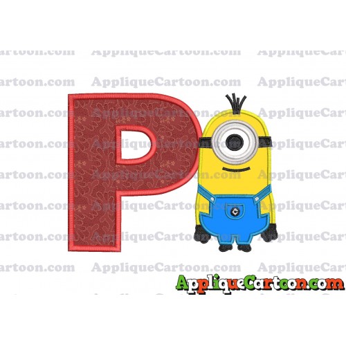 Kevin Despicable Me Applique Embroidery Design With Alphabet P