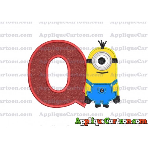 Kevin Despicable Me Applique Embroidery Design With Alphabet Q