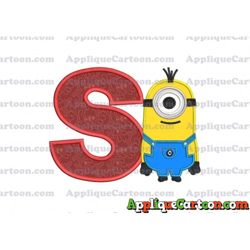 Kevin Despicable Me Applique Embroidery Design With Alphabet S