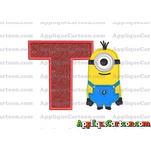 Kevin Despicable Me Applique Embroidery Design With Alphabet T
